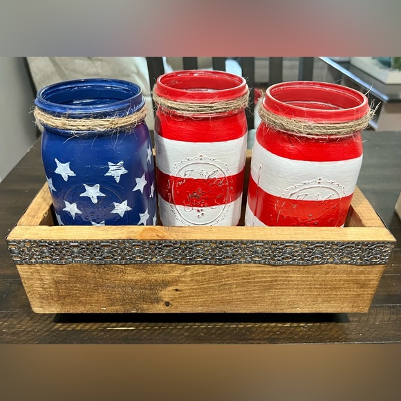 Rustic Mason Jar 4th of July Silverware Holders - Picture 2 of 2